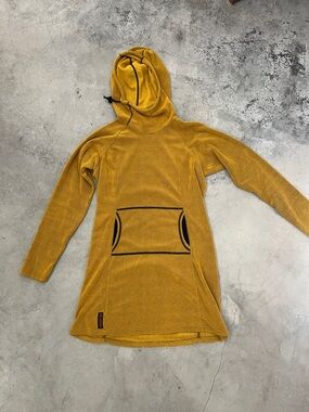 Melanzana sunflower yellow waffle-knit hooded sweater dress - Medium